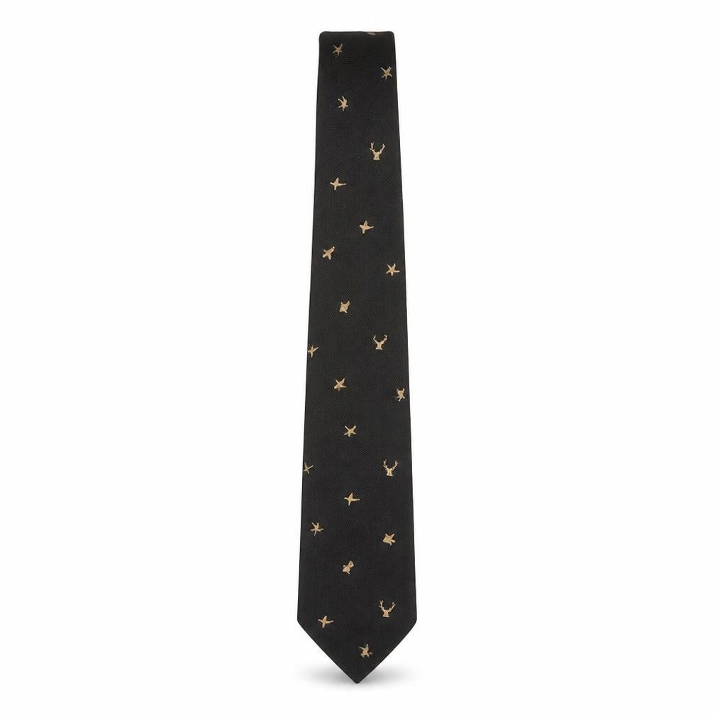 Men's Black Animal Print Polyester Tie