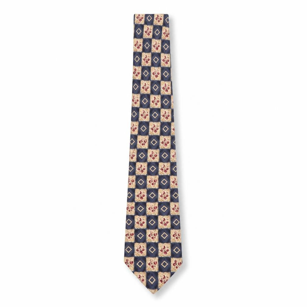 Marks & Spencer Men's Beige Blue Silk Geometric Tie