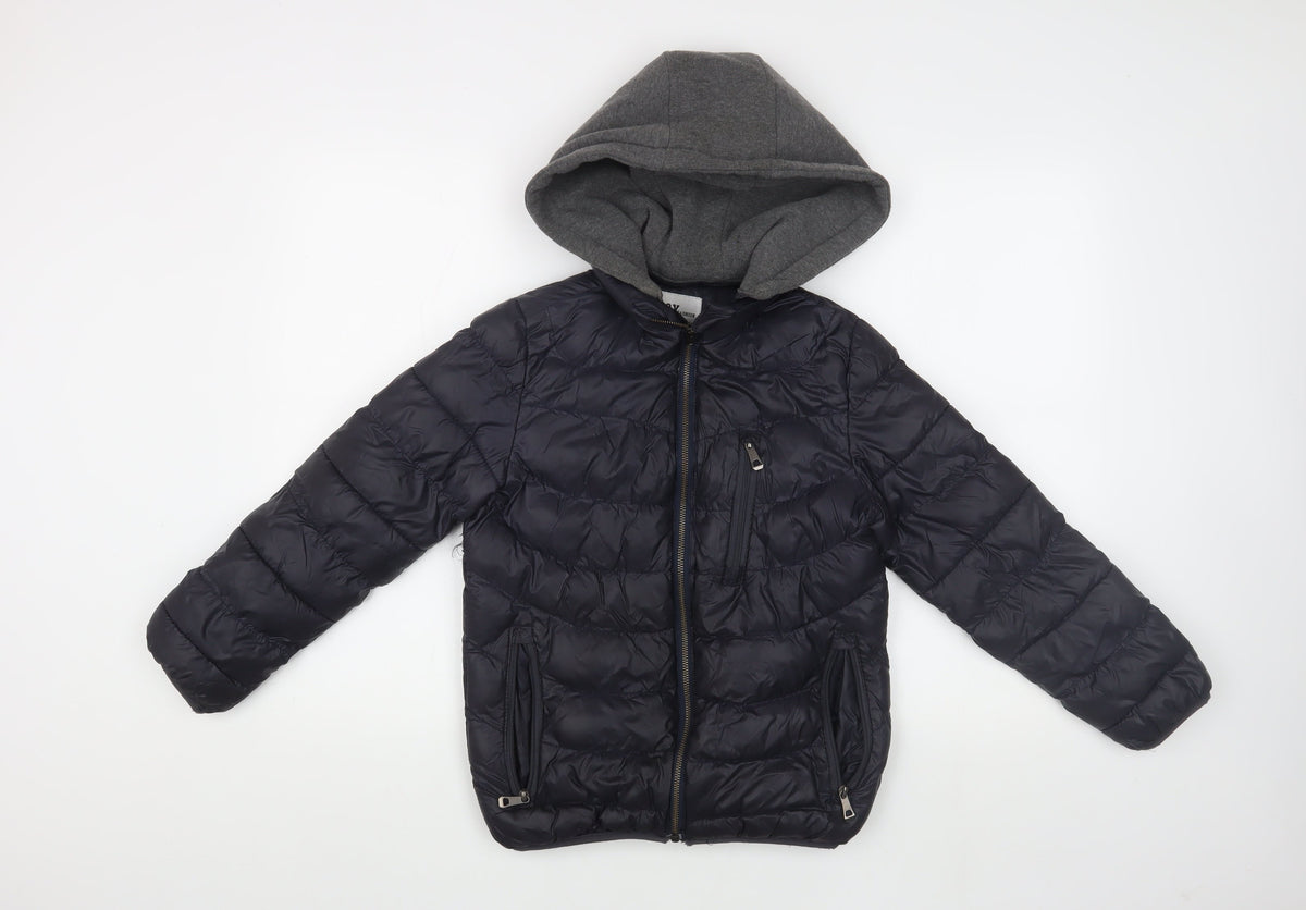 Additional front view of Z&Y Fashion boys’ black puffer jacket with hood 12 years