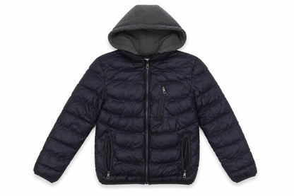 Front view of Z&Y Fashion boys’ black puffer jacket with hood 12 years