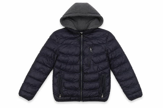 Front view of Z&Y Fashion boys’ black puffer jacket with hood 12 years