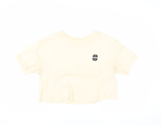 River Island Women's Beige Cropped T-Shirt Size 10