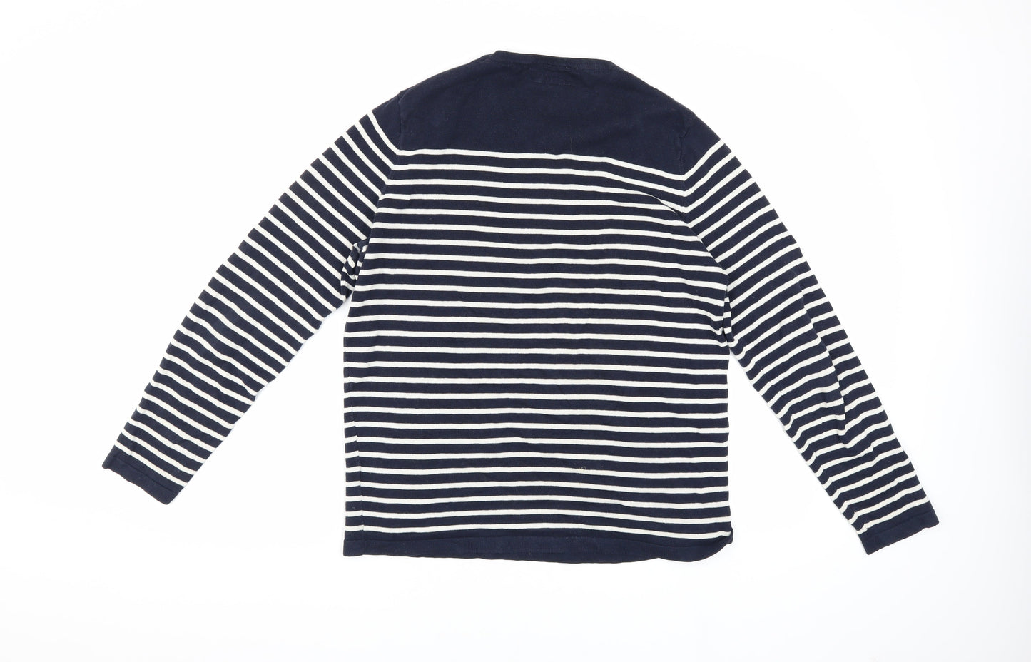 H&M Unisex Adults Blue Striped Pullover Jumper M