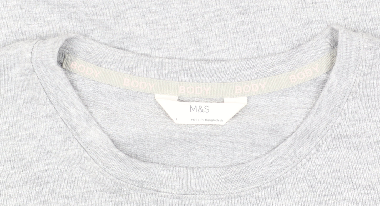 Marks and Spencer Women's Grey Basic T-Shirt, Size L, Casual Wear