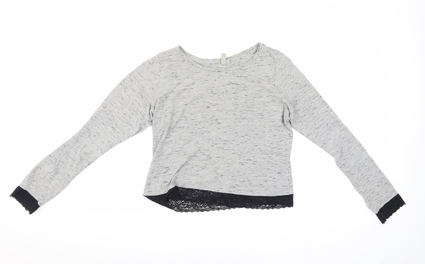 ASOS Women's Grey Long Sleeve Top with Lace Accents