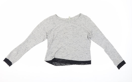 ASOS Women's Grey Long Sleeve Top with Lace Accents