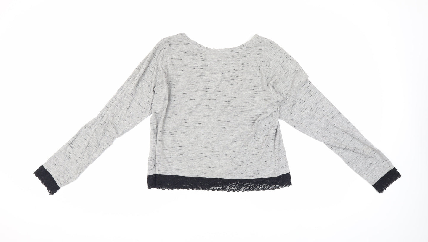 ASOS Women's Grey Long Sleeve Top with Lace Accents