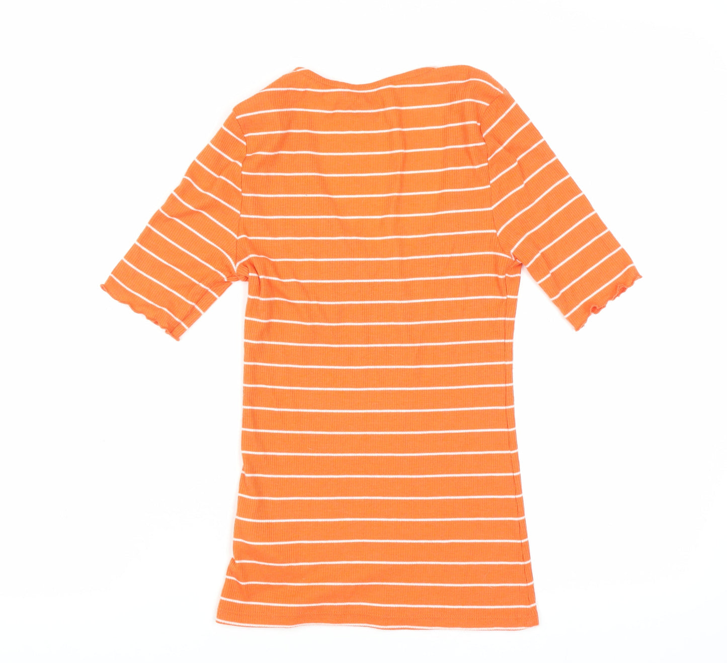 Red Herring Women's Orange Striped T-Shirt Size 10