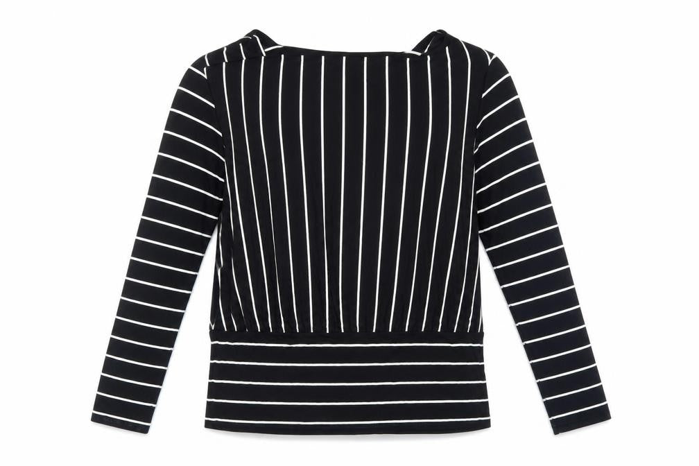 Cable & Gauge Women's Black Striped Blouse XL