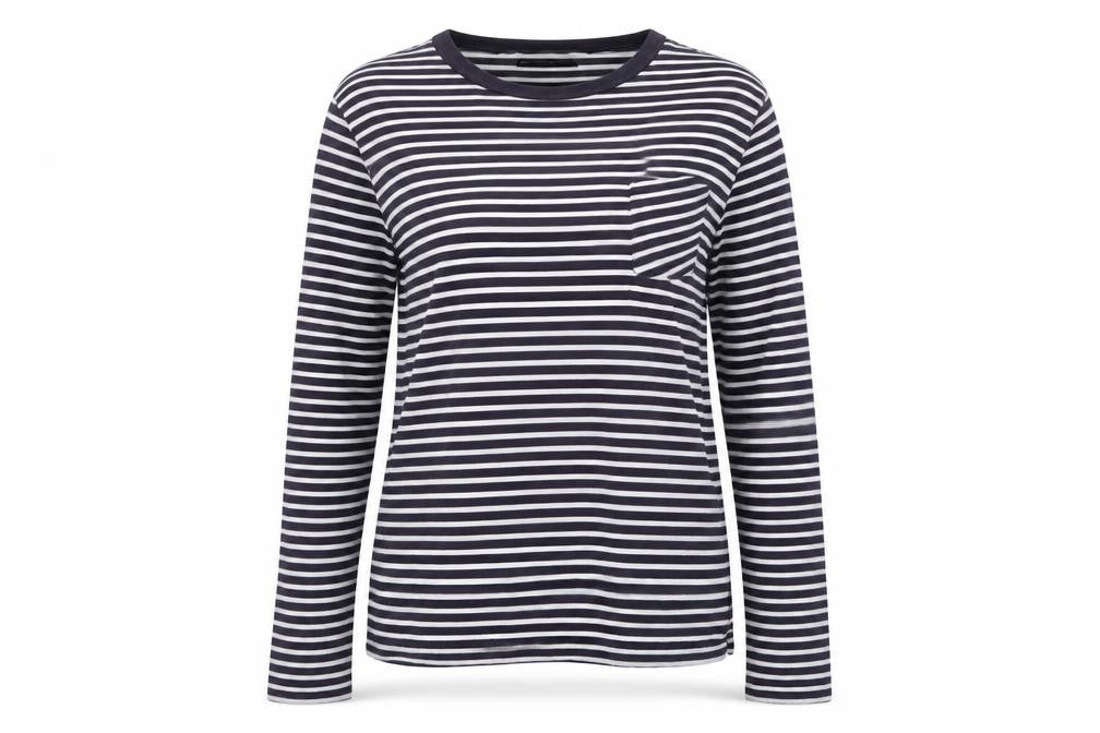 French Connection Women's Striped T-Shirt, M, Black Cotton
