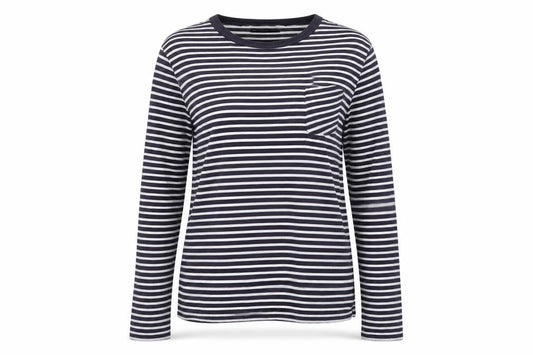 French Connection Women's Striped T-Shirt, M, Black Cotton