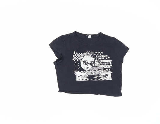 DIVIDED Women's Black T-Shirt, Size 12, Short Sleeve