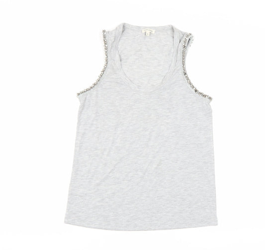 River Island Women's Grey Beaded Tank Top Size 6