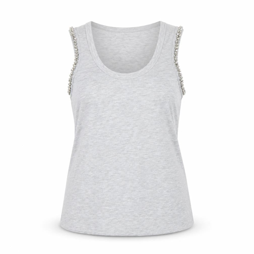 River Island Women's Grey Beaded Tank Top Size 6