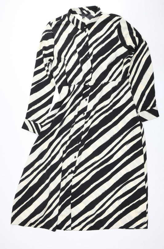New Look Women’s Black Striped Long Sleeve Dress Size 16