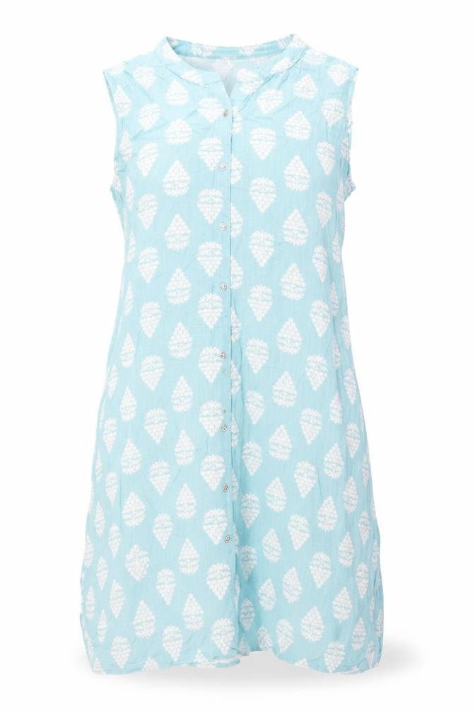 Fusion Women's Blue Floral Sleeveless Button Blouse