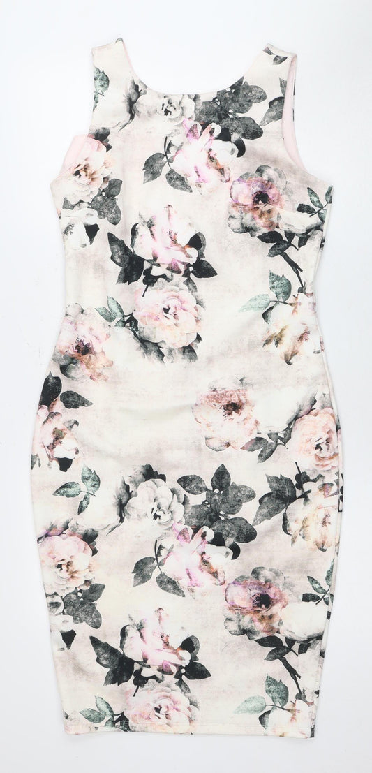 Next Women's Multicoloured Floral Sheath Dress - UK 12