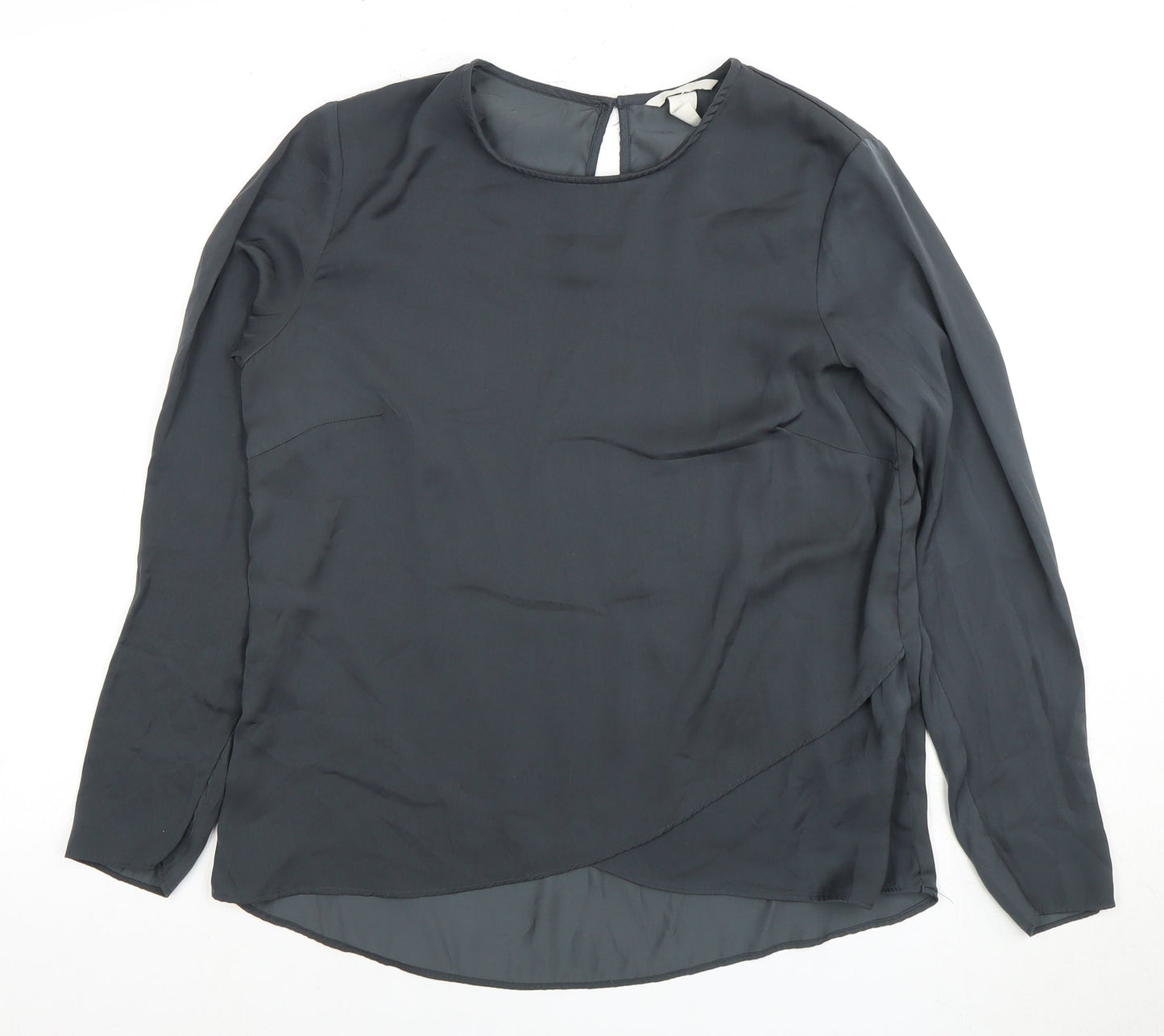 H&M Women's Black Blouse Size 10 Round Neck