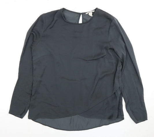H&M Women's Black Blouse Size 10 Round Neck