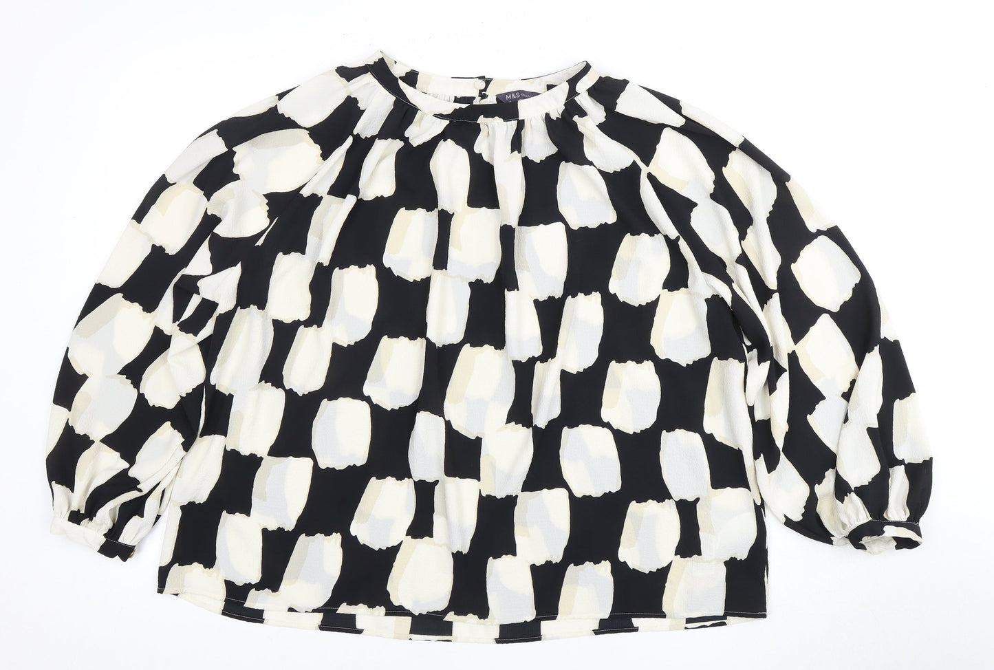 Marks and Spencer Women's Black Geometric Blouse