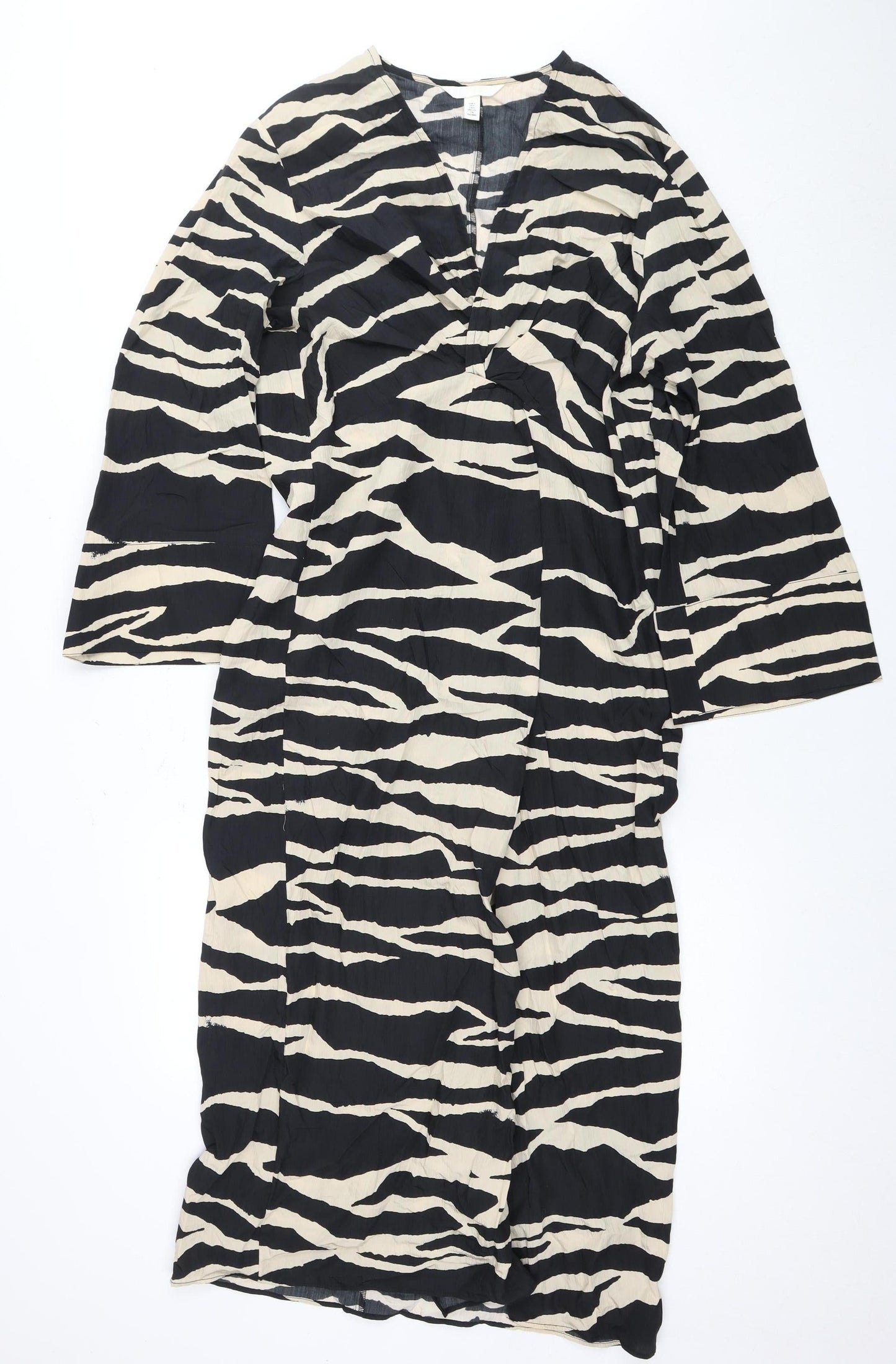 H&M Women's Black Animal Print Dress Size 12