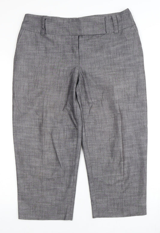 AGB Women's Grey Cropped Trousers, Size 14, Zip Closure