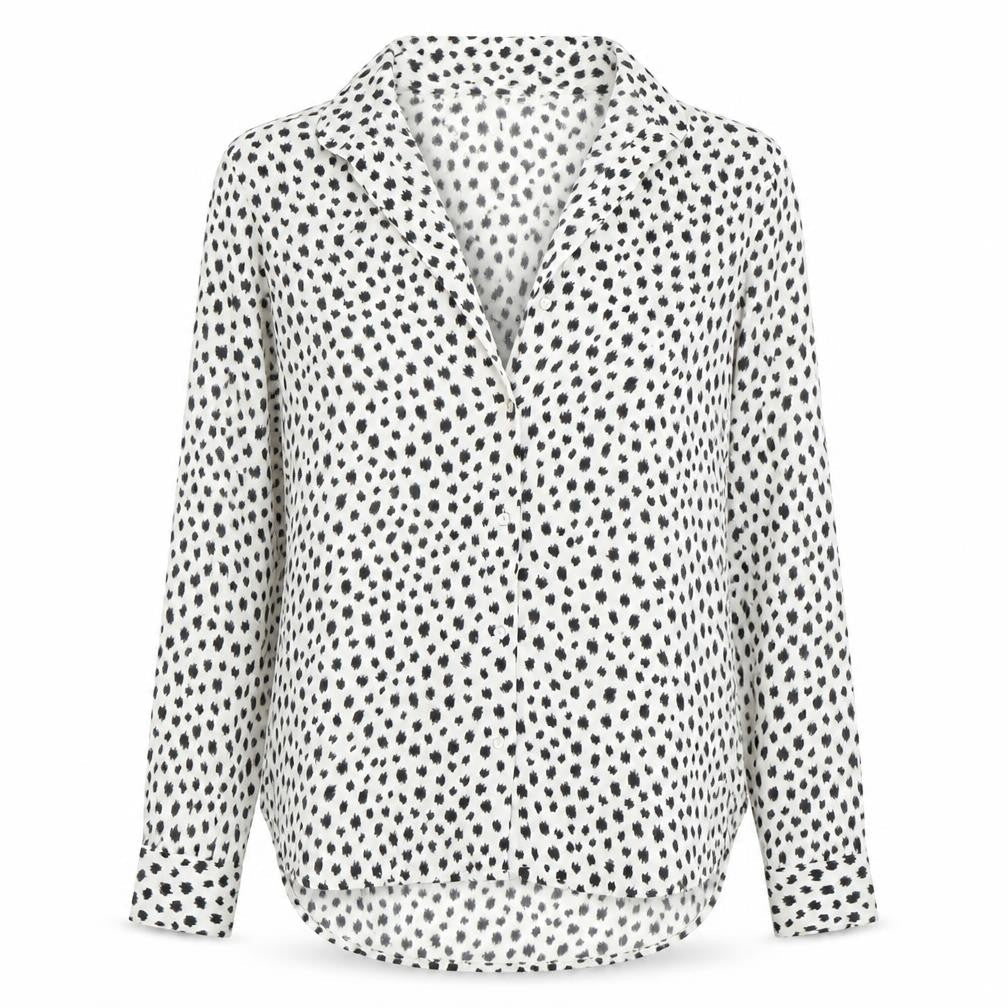 H&M Women's Black White Animal Print Blouse Size 8