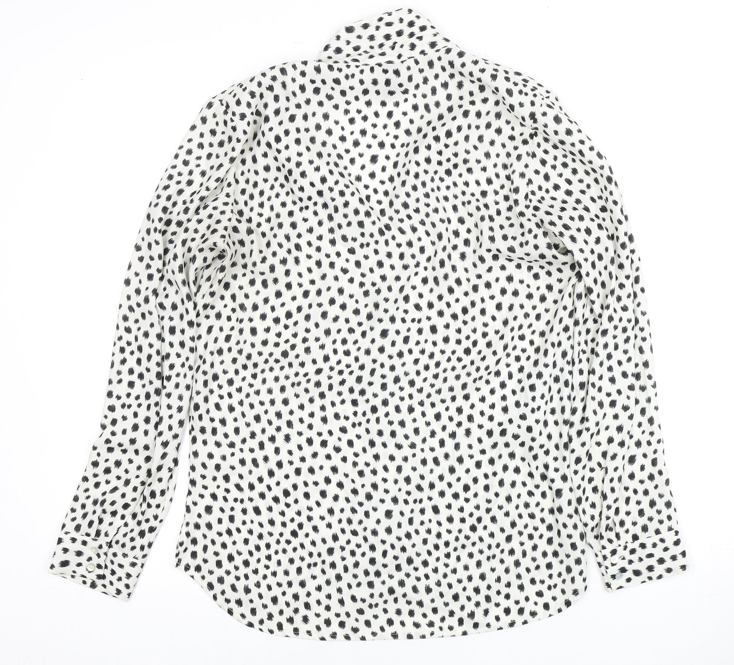 H&M Women's Black White Animal Print Blouse Size 8
