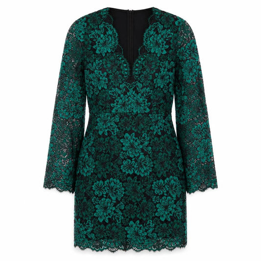 H&M Women's Green Floral Lace Shift Dress Size 6