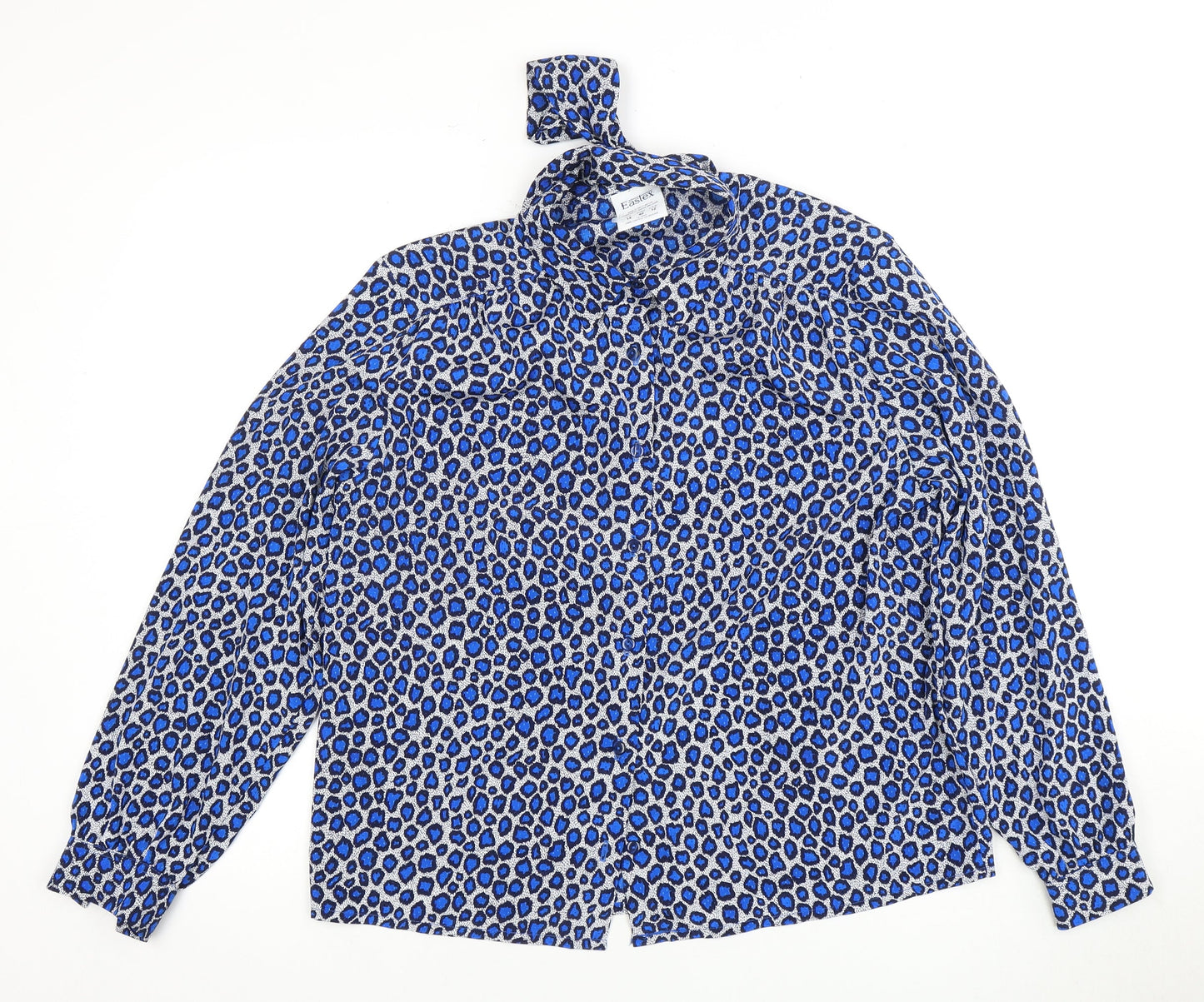 Eastex Women's Blue Animal Print Blouse UK 14