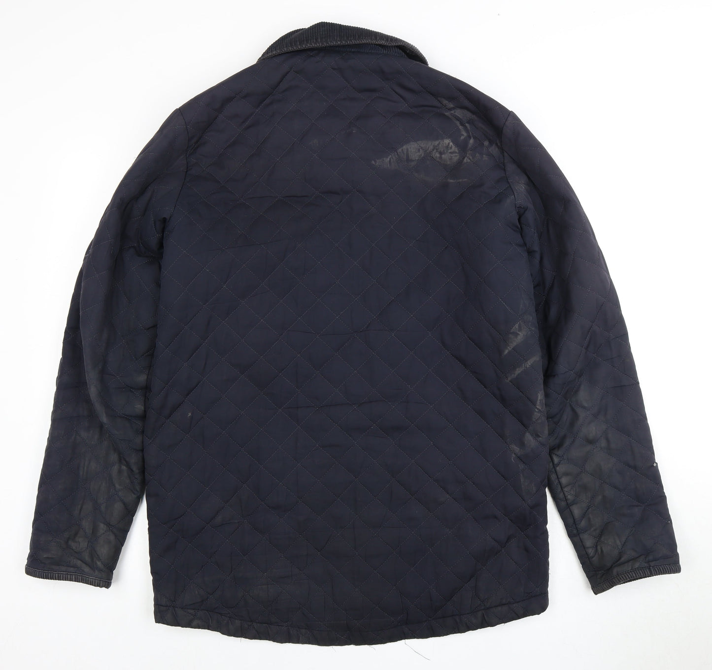 Sergio Tacchini Men's Blue Quilted Jacket, Size S, Collared