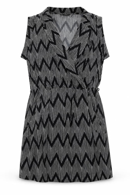Louche Women's Black Chevron Wrap Dress Size 16