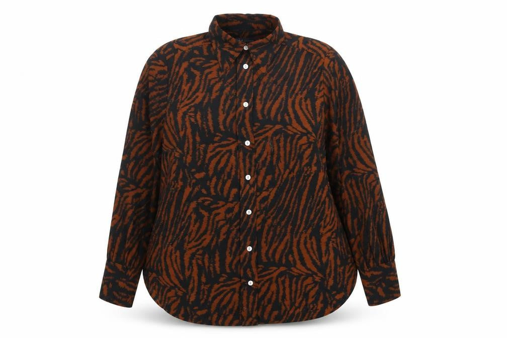 Marks & Spencer Women's Brown Animal Print Button-Up Shirt