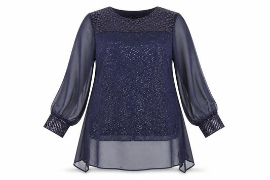Kaliko Women's Blue Sequin Blouse, Size 16
