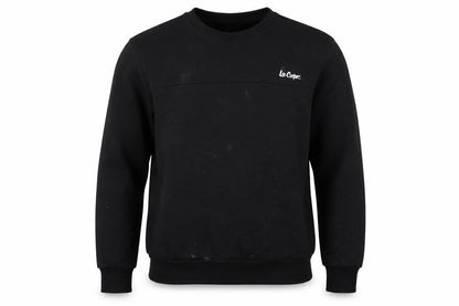 Front view of Lee Cooper Men's Black Crew Neck Logo Sweatshirt S