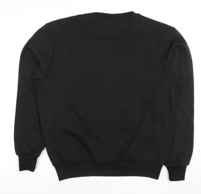 Back view of Lee Cooper Men's Black Crew Neck Logo Sweatshirt S