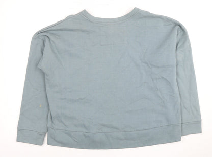 Back view of FC Jeans Women's Blue Graphic Sweatshirt, size 8