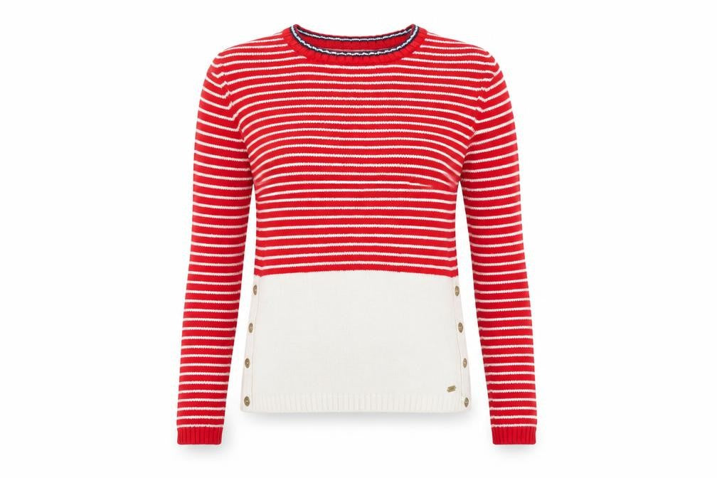 Superdry Women's Red Striped Pullover Jumper XS