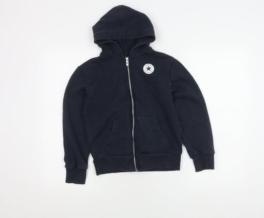 Converse Boys Black Hooded Jacket Size 10-12, Full Zip, Casual