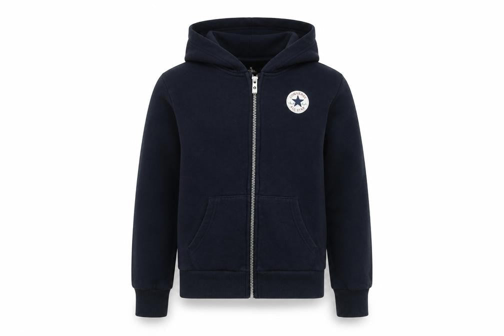 Converse Boys Black Hooded Jacket Size 10-12, Full Zip, Casual