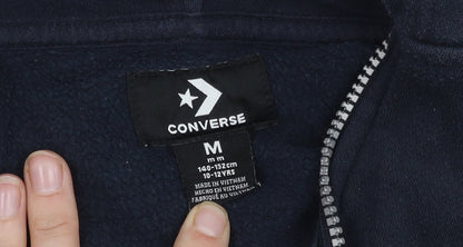 Additional view of Converse boys’ black hooded jacket, size 10-12, full zip, casual
