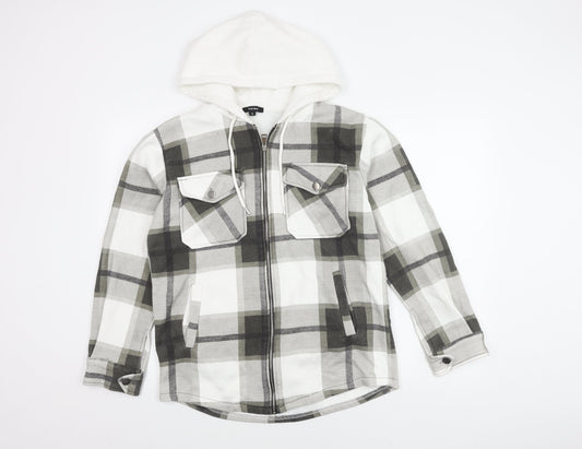 Rising Men's Multicoloured S Checked Hooded Jacket