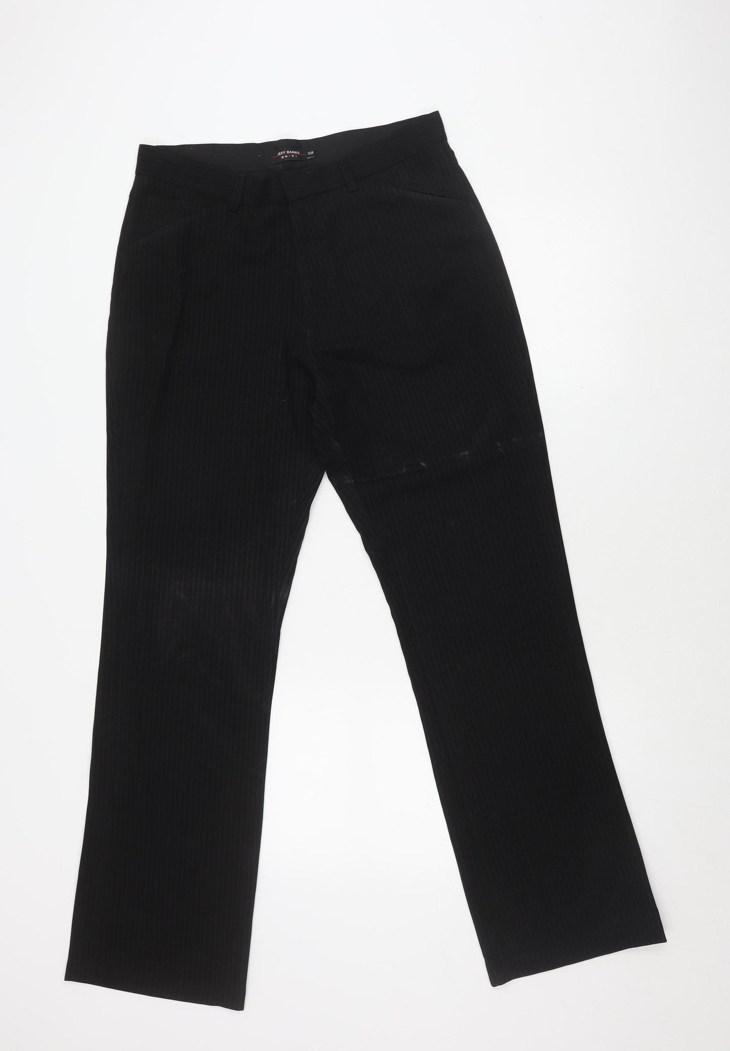 Jeff Banks Black Striped Trousers 32R Unisex