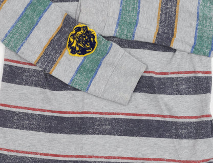 Tommy Hilfiger Boys Grey Striped Pullover Hoodie 6-7 Years