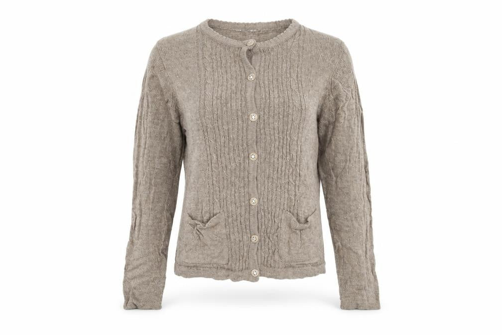 Honor Millburn Women's Beige Cardigan S Round Neck