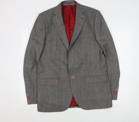 Skopes Men's Grey Check Blazer 42L Wool Formal