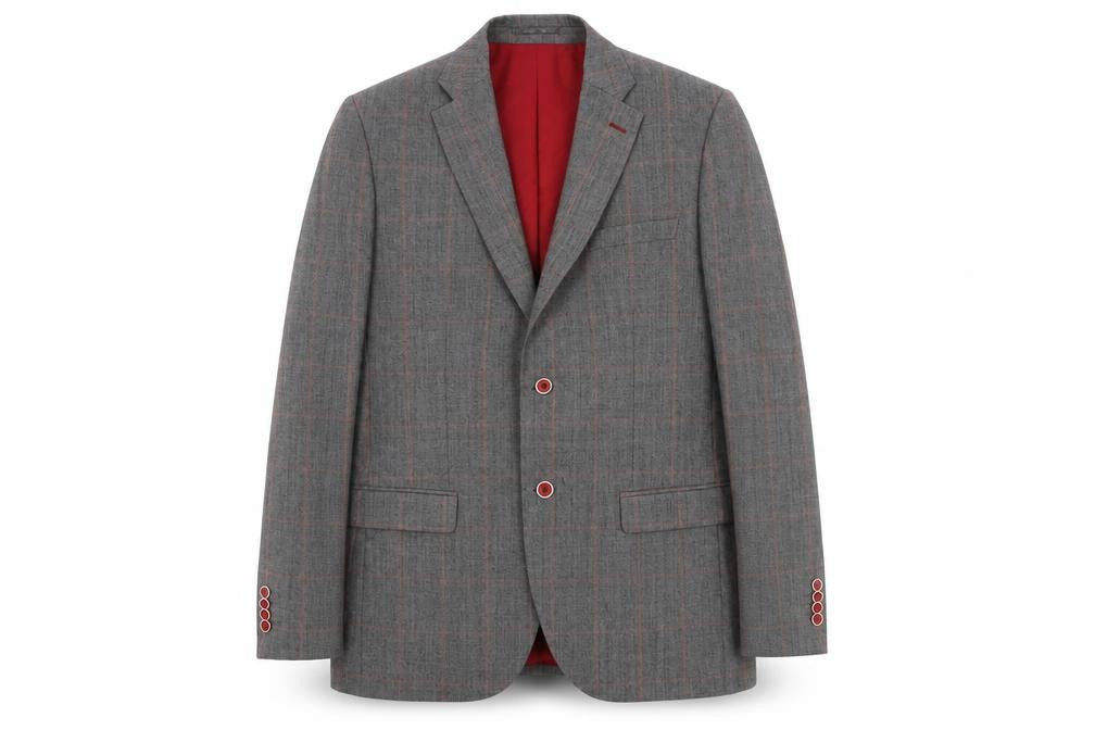 Skopes Men's Grey Check Blazer 42L Wool Formal
