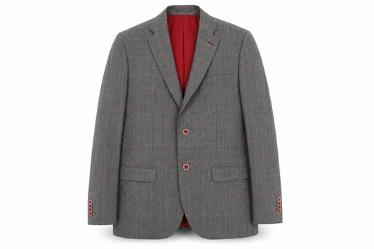 Skopes Men's Grey Check Blazer 42L Wool Formal