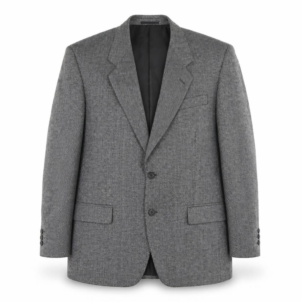 Greenwoods Men's Grey Herringbone Wool Blazer 42 REG