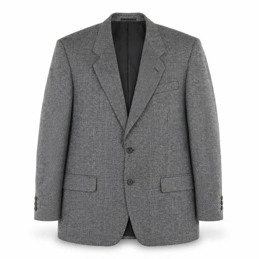 Greenwoods Men's Grey Herringbone Wool Blazer 42 REG
